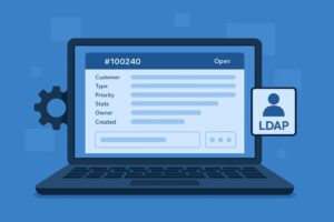 Интерфейс системы тикетов OTOBO с интеграцией LDAP и корпоративной поддержкой пользователей
