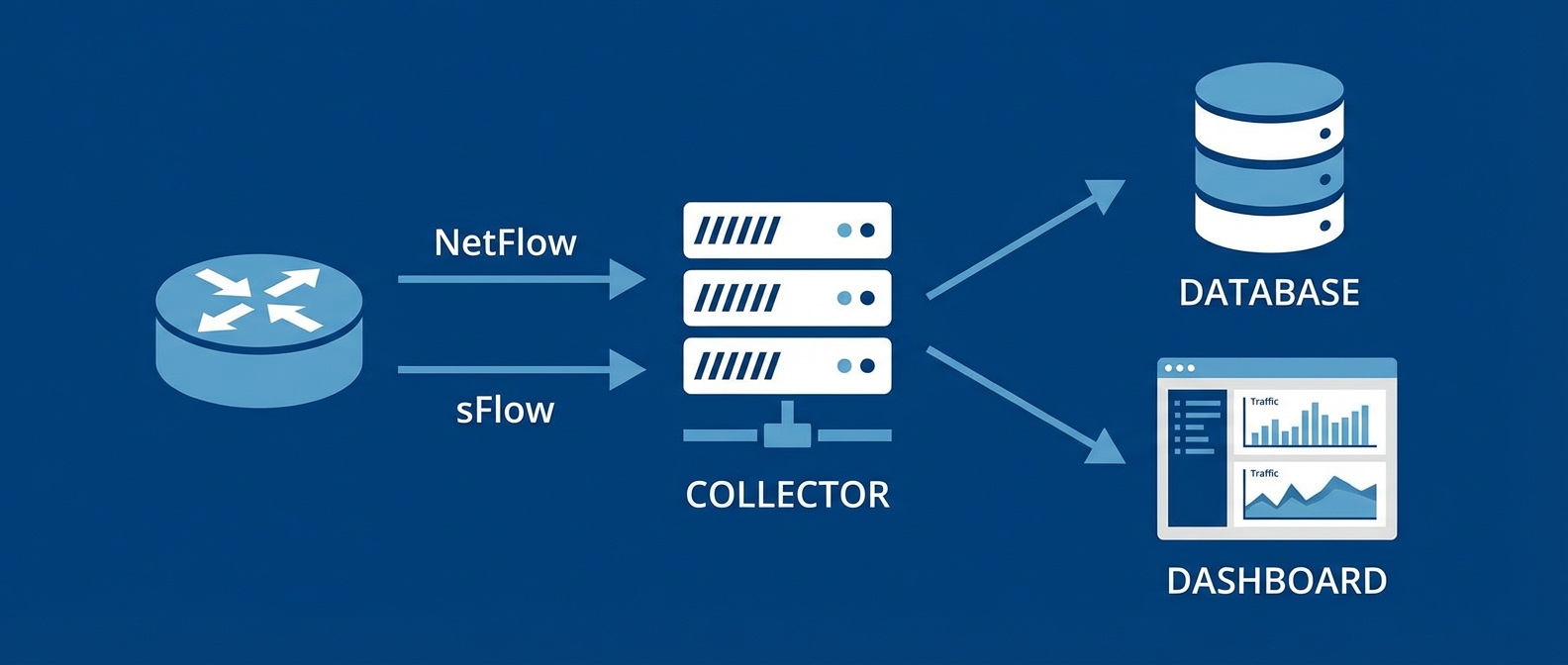 Бесплатные анализаторы NetFlow, sFlow и IPFIX: обзор 6 Open Source решений для мониторинга сетевого трафика Анализатор NetFlow open source: схема работы коллектора сетевого трафика
