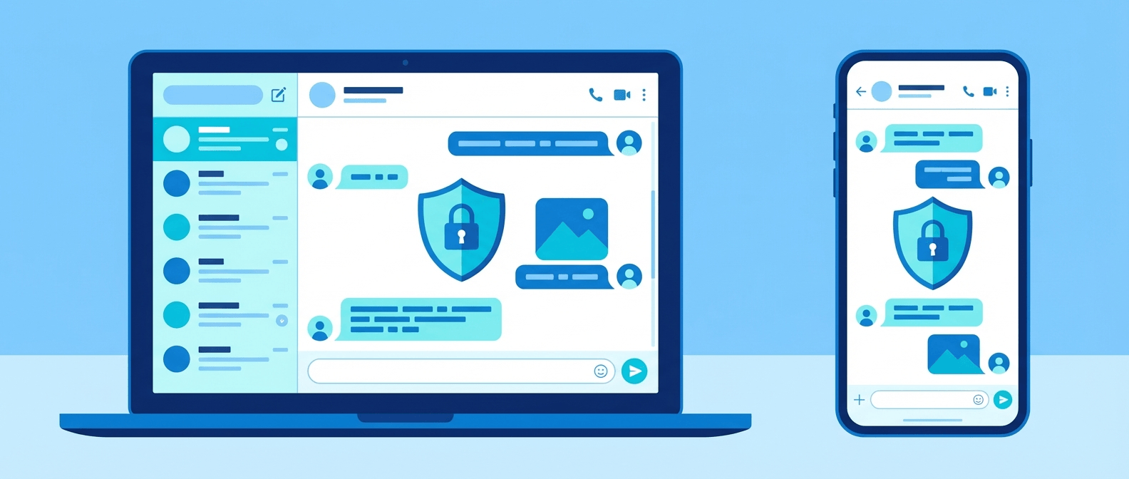 Корпоративный мессенджер на ноутбуке и смартфоне — защищённая переписка