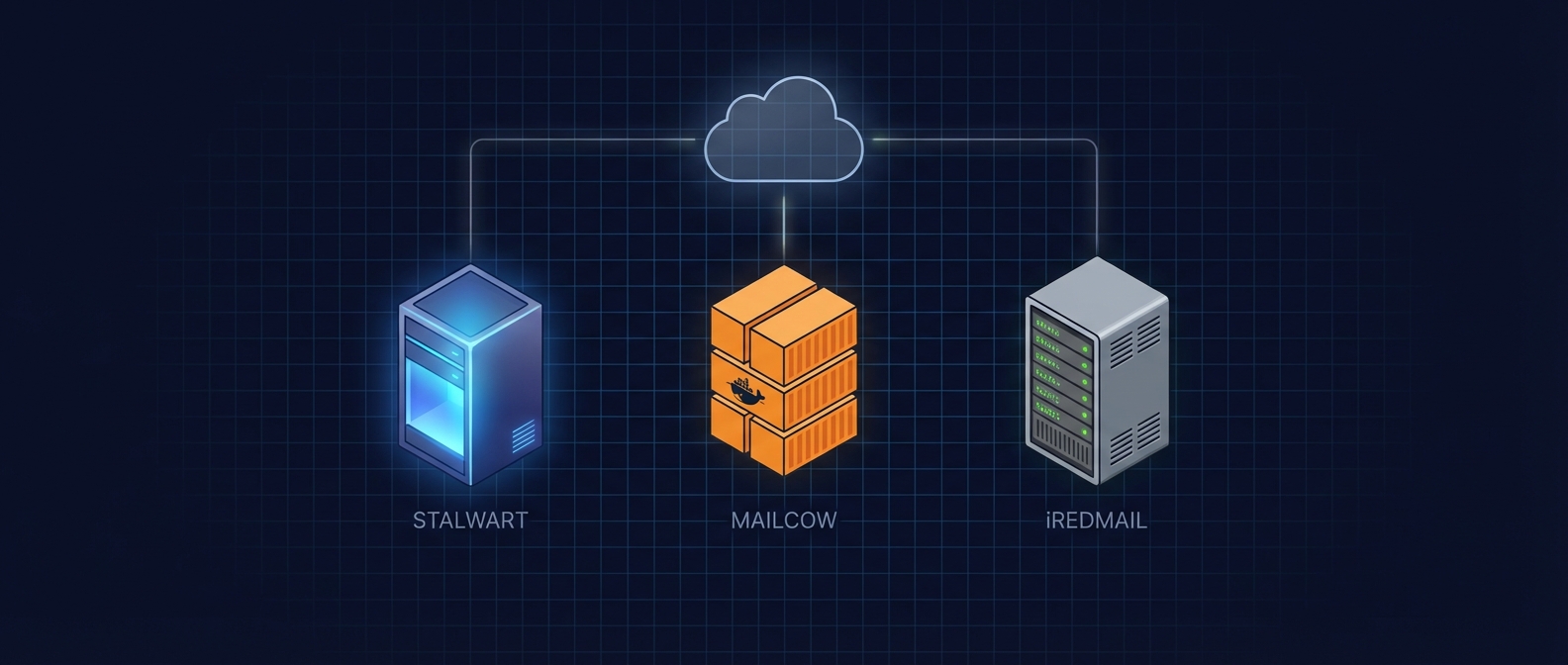Сравнение почтовых серверов Stalwart, Mailcow и iRedMail — три архитектурных подхода