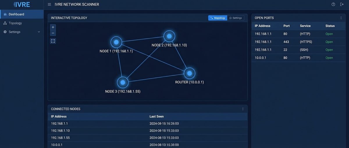 Аудит IT-инфраструктуры: что открыто в вашей сети и как это проверить Веб-интерфейс IVRE — карта сети с открытыми портами